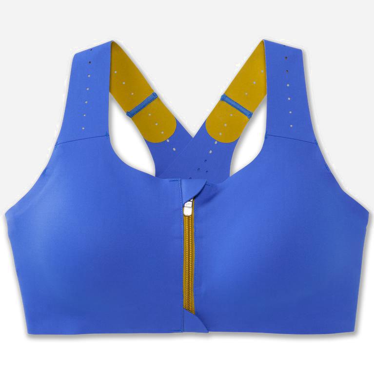 Brooks Women's Dare Zip 2.0 Sports Running Bra Singapore - Bluetiful/Golden Hour (69478-UBWR)